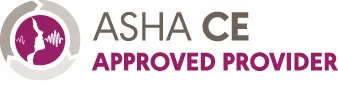 ASHA logo indicating Move Play Thrive as an approved provider of ASHA continuing education courses for SLPs and Audiologists